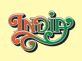 India Typography Design Text in Tri color © inderbhogal