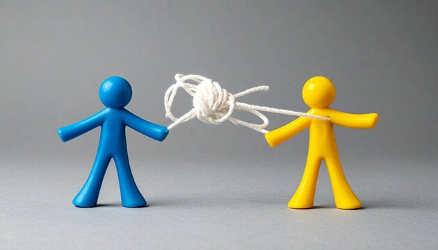 Entangled figures string connection conflict tension symbolism