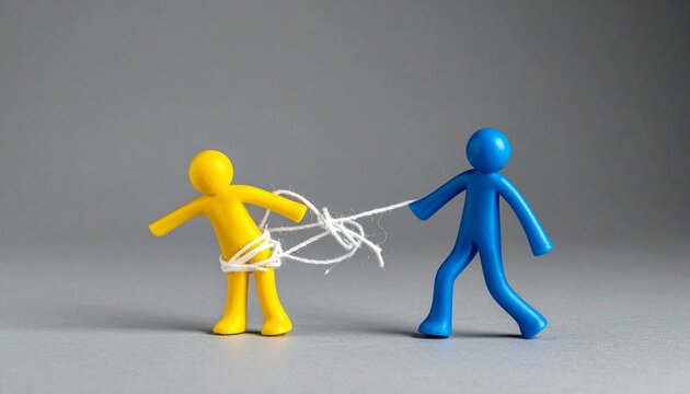 Entangled figures string connection conflict tension symbolism