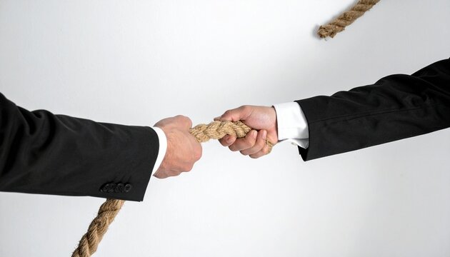 Business tug-of-war conflict struggle negotiation competition symbolism