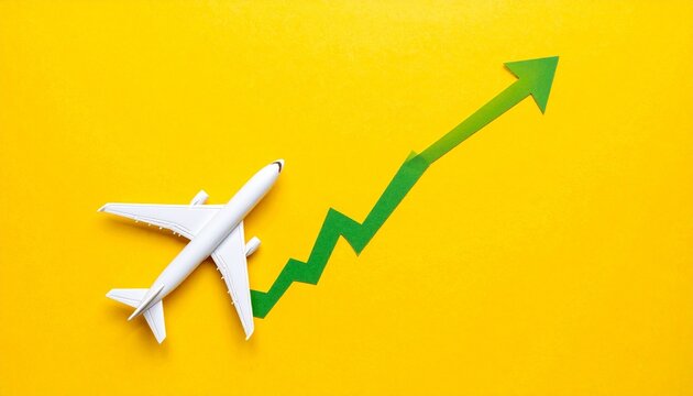 Airplane growth arrow aviation success progress upward momentum business symbolism