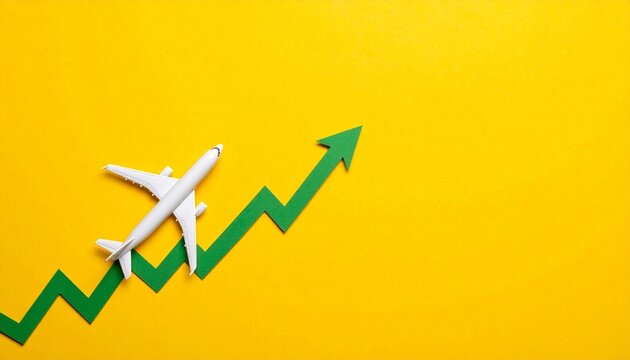 Airplane growth arrow aviation success progress upward momentum business symbolism