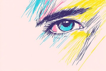 Fototapeta premium Abstract close-up of an eye with vibrant and surreal watercolor textures