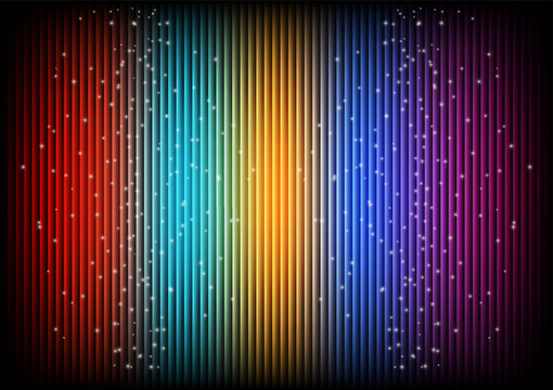 Colorful vertical gradient stripes background with sparkling stars and lights. Vibrant abstract glowing rainbow pattern design concept.