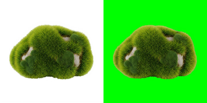Green mossy rock and green backgrounds