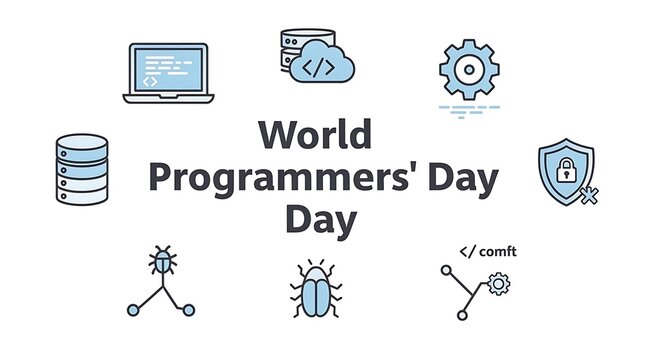 World Programmer's Day celebration banner featuring software development and coding icons