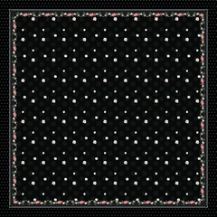 Square silk hijab scarf vintage polka dot floral pattern for printing on scarves, postcards, carpets, bandanas, napkins, home textiles, covers, pareos. © Nisreen