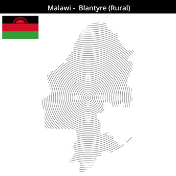 Map of Malawi region Blantyre-Rural in concentric small size outlines