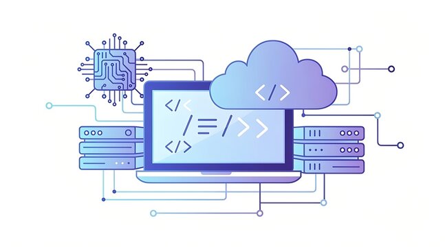 World Programmer Day celebration concept with laptop computer cloud computing and software development code vector