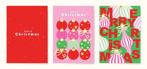 Obraz premium Christmas and Happy holiday greeting card vector set. Elegant hand drawn wallpaper with pine leaves, pinecone, wreath. Holidays design illustration for cover, print, poster, Happy New Year, ads.