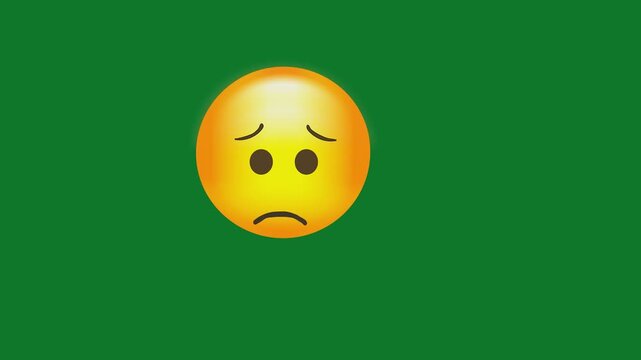 Sad yellow face emoji with tear green screen chromakey background 2d animated cartoon animation scene element clip visual frame sequence theme scene element clip