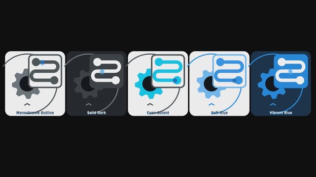 Neon gear route process loop. Abstract motion graphic background with rotating cogs.