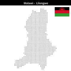 Obraz premium Map of Malawi region -Lilongwe in small size dots