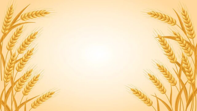 Golden Wheat Ears Border Frame Illustration Animation for Thanksgiving Harvest Seasonal Background Design