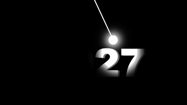Minimalist pendulum animation swinging over 2024 date numbers, motion background, for new year, countdown and celebration concepts