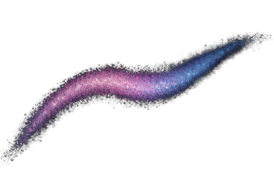 Abstract purple and blue glitter wave on black background