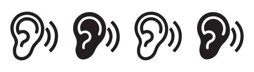 Ear and sound wave icon, vector illustration in different style. © Sen