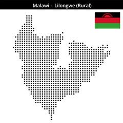 Obraz premium Map of Malawi region Lilongwe-Rural in medium size square dots