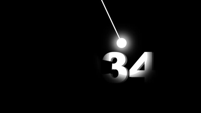Minimalist countdown timer animation with glowing pendulum motion for new year and event openers motion animation