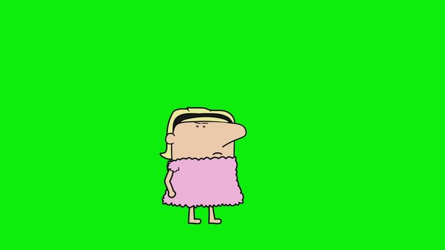 Girl in pink dress standing green screen chromakey background 2d animated cartoon animation scene element clip visual frame sequence theme scene element clip visual