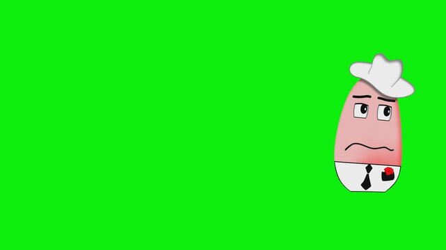 Pink pig with chef hat green screen chromakey background 2d animated cartoon animation scene element clip visual frame sequence theme scene element clip visual frame