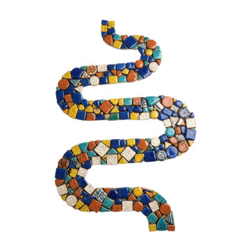 Wavy Decorative Border Made of Colorful Ceramic Mosaic Tiles