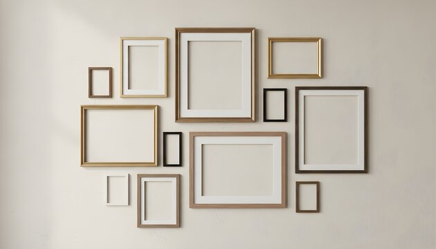 Empty Picture Frames Gallery Wall Mockup Background