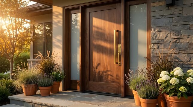 Front Door of House Golden Hour Background