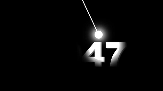 pendulum animation swinging over 2024 year date, new year celebration countdown motion black and white modern typography