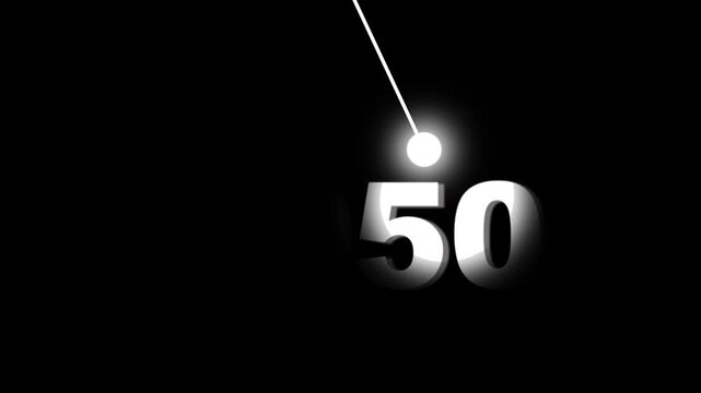 Minimalist countdown timer animation with glowing pendulum and swinging numbers for modern motion animation