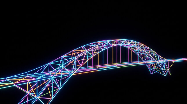 neon bridge colorful light black
