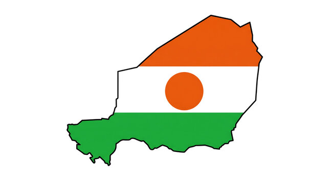 Map of niger with national flag pattern, isolated on transparent background