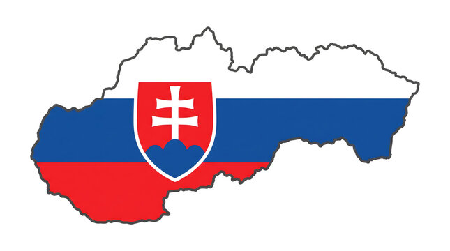 Map of slovakia with national flag pattern, silhouette of the country with slovak flag colors, isolated on transparent background