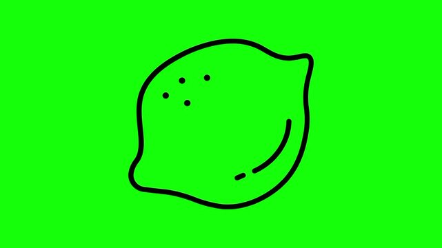 Lemon, citrus icon sign, isolated  fruits on green screen. Animated fresh healthy raw food cartoon. Advertisement, illustration idea, organic and natural diet symbol. Element for video.