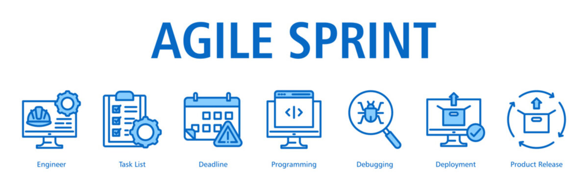 Agile Sprint Web Banner web banner icon vector illustration