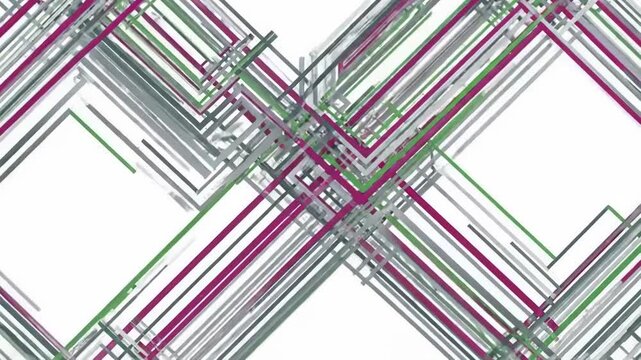 Abstract geometric composition with intersecting lines in vibrant colors