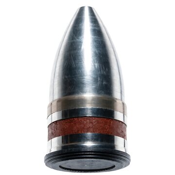 Steel bullet with copper driving band isolated on white background ammunition projectile ballistics weaponry cartridge shooting isolated background security tactical military
