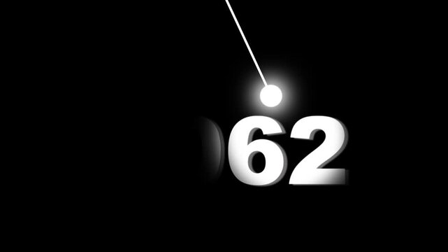 Pendulum swinging over 2062 date numbers, minimalist motion background, for future concepts, time passing and, countdown animation, modern, digital typography