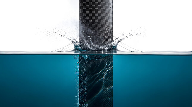 Symmetrical Split View of Heavy Duty Industrial Hydrofoil Strut Placed in Clear Aqua Water