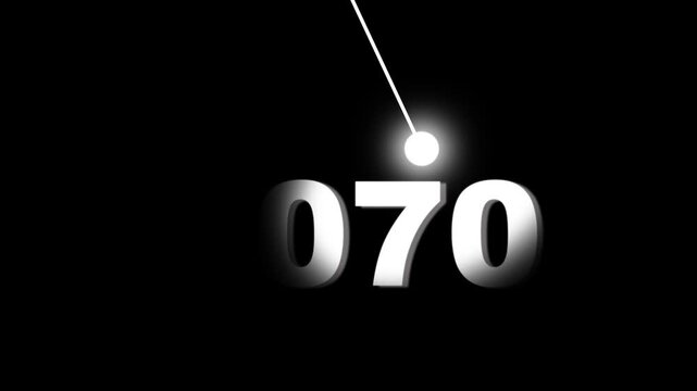 2070 future concept countdown animation with glowing pendulum light effect on black background, year time