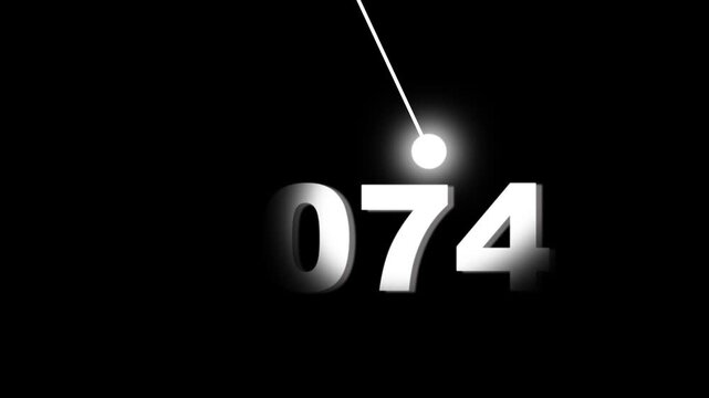 Futuristic 2074 countdown timer with swinging pendulum motion for sci-fi concepts future