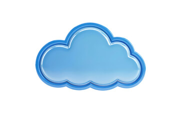 Fototapeta premium A glossy blue cloud with a smooth glass texture and a reflective surface, isolated on a white background, for digital computing concepts