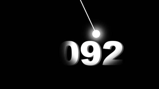 Futuristic 2092 year countdown animation with glowing pendulum light effect on black background future
