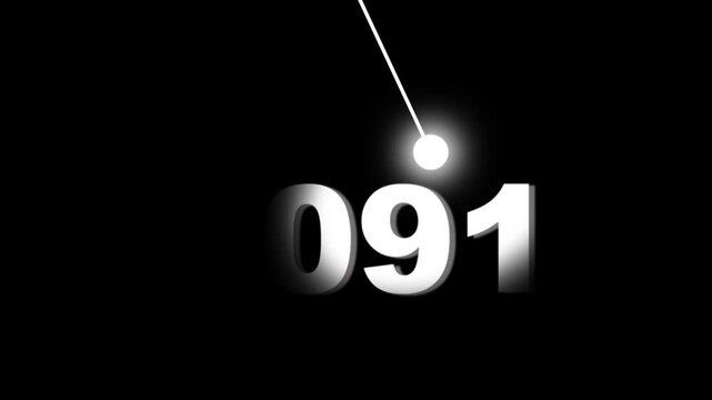 Futuristic 2091 year countdown animation with glowing pendulum light effect on dark background future