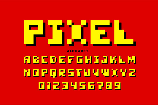 Pixel Style Font | Retro Vector Alphabet & Numbers Design


