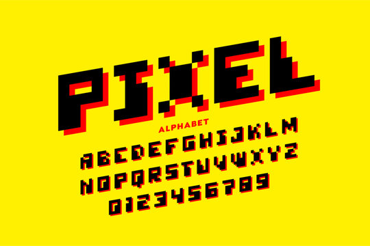 Pixel Style Font | Retro Vector Alphabet & Numbers Design

