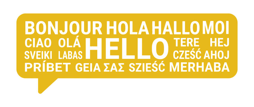 Multilingual Greetings In Speech Bubble