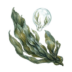 Obraz premium Leaves lightbulb greenery isolated concept featuring artistic dried foliage with glass bulb on a transparent background for creative graphic design projects