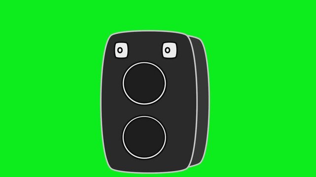 Black speaker dual cone audio green screen chromakey background 2d animated cartoon animation scene element clip visual frame sequence theme scene element clip