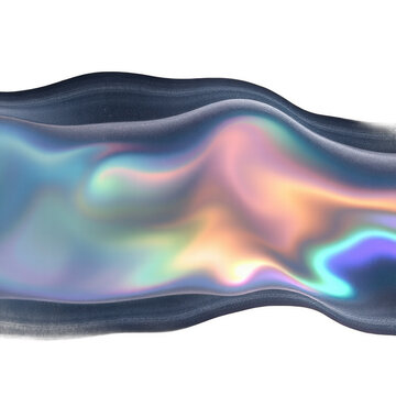 Abstract iridescent liquid wave on black background